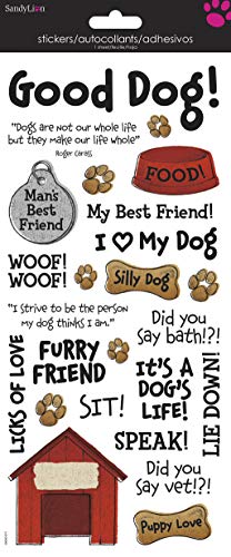 Sandy Lion Dog Phrases Clear Sticker 5.5x12