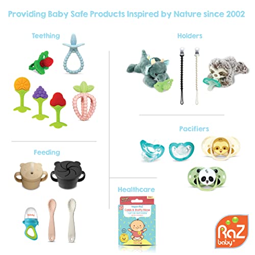 RaZbaby JollyPop Pacifier, Holder w/ Detachable Baby Pacifier, Stuffed Animal RaZbuddy, All Ages 0M+, 100% Medical Grade USA Made Silicone Pacifier, Machine Washable, Textured & Easy to Hold – Dragon