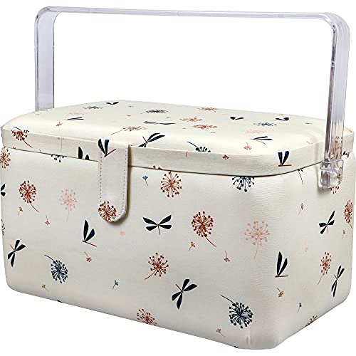 SINGER Large Premium Sewing Basket with Notions Sewing Kit & Matching Pin Cushion (Anthriscus Print)