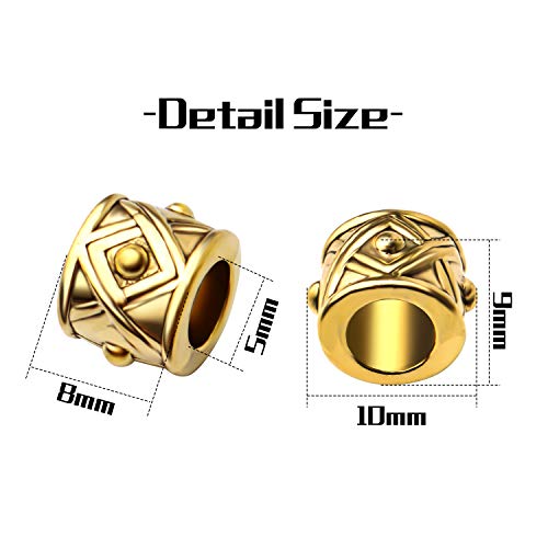 50pcs Tibetan Antique Gold Column Spacer Beads Jewelry spacers Tube Beads Spacers Large Hole for DIY Jewelry Making Crafts Supplies