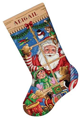 Dimensions Counted Cross Stitch 'Santa's Toys' Personalized Christmas Stocking Kit, 18 Count Beige Aida, 16''