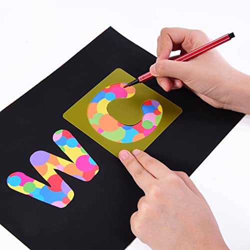 TecUnite 26 Pieces Alphabet Stencils Set Plastic Letter Stencils for Painting Learning, DIY Craft Decoration(7 x 7 Inches)