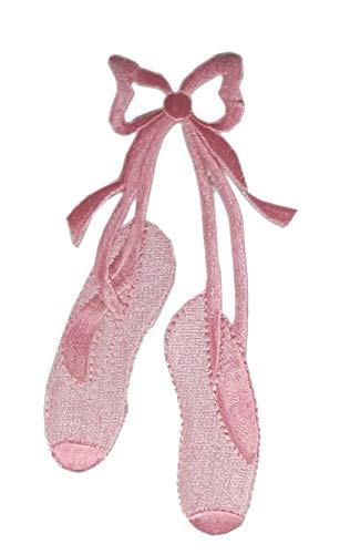 ETDesign #E03433L Pink Ballet Shoes Dance Embroidery Iron On Applique Patch - 2.25"x5"