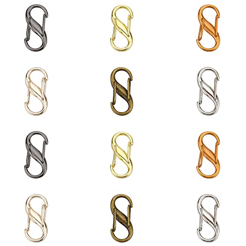 WADORN 12pcs Adjustable Bag Chain Buckles, 6 Colors Metal Chain Link Connector Clasps Tiny Metal Clip Buckles Belt Strap Adjuster Keyring Snap Hooks Bag Chain Length Keeper Accessories, 1×0.5inch