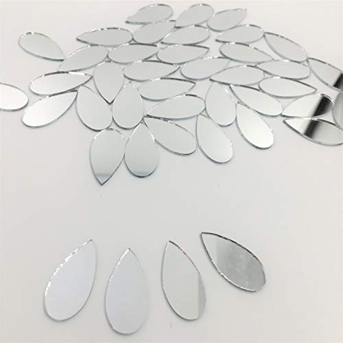 NUO RUI 150pcs 1" x 1/2" Teardorp Shape Craft Mirrors Small Mosaic Mirror Tiles for Craft Projects