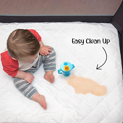 Little One's Pad Waterproof Fitted Pack N Play Playard Mattress Protector Cover, Padded, White