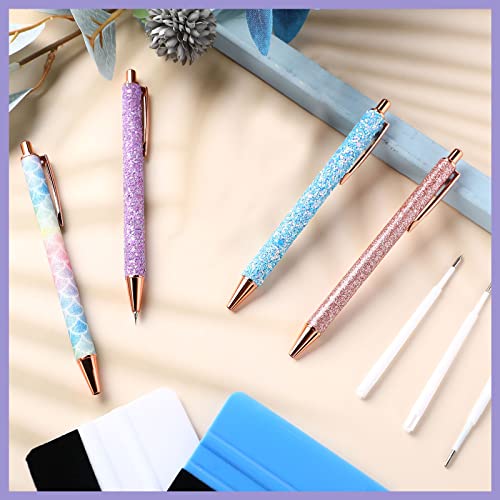 12 Pcs Weeding Pen Craft Pin Pen Weeding Tools for Vinyl Air Release Weeding Pen Vinyl Tool Fine Pinpoint Pen for Weeding with Refills and Squeegees for Craft Adhesive Vinyl