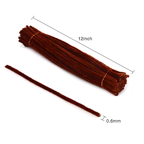 WIWAPLEX 200pcs 12" X 6mm Creative Arts Chenille Stems Sparkle Pipe Cleaners for DIY Craft Projects (Brown)