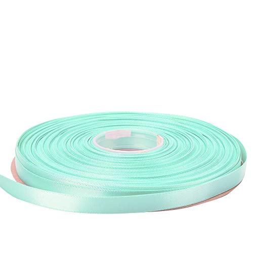 Ribest 3/8 inch 50 Yards Solid Double Face Satin Ribbon Per Roll for DIY Hair Accessories Scrapbooking Gift Packaging Party Decoration Wedding Flowers Aqua