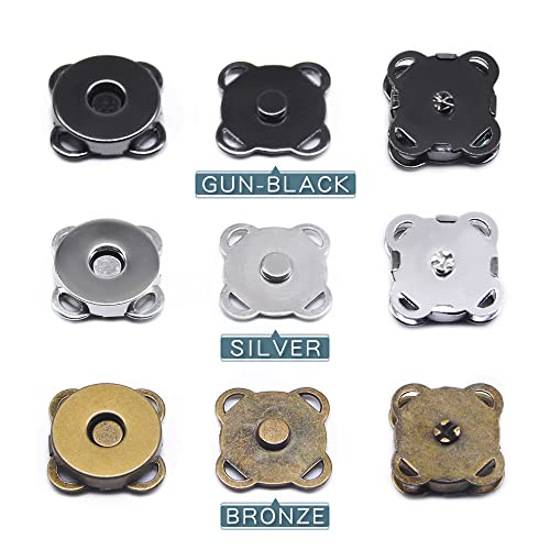 30 Sets Magnetic Snaps Button for Purse Handbag Wallet Overcoat Bag Mixed 3 Colors Fasteners Snap Buttons (A078 18mm)