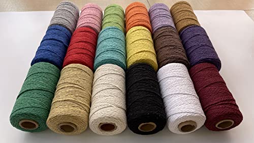 (100 Yards/1.5mm/19 Colors Optional) Cotton Baker Twine DIY Craft Macramé Natural Cotton Rope Craft Making Knitting String Rope DIY Wedding Decor Supply Christmas Wrapping (Grey)