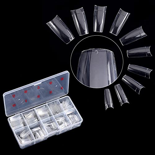 500PCS C Curve Half Cover Nail Tips for Clear Acrylic Nails French Short Nails，10 Size