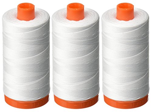 3-PACK - Aurifil 50WT - White, Solid - Mako Cotton Thread - 1422Yds EACH