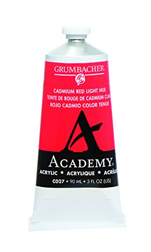 Grumbacher Academy Acrylic Paint, Gloss, 90ml/3 oz Metal Tube, Cadmium Red Light Hue