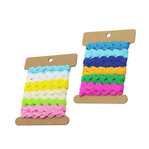 2 RIC rac Ribbon Roll 8mm Rick Rack Trim Zig Zag Braid Woven Trim Ribbon Tape for Sewing Gift Wrapping Crafting Wedding Baby Shower Party Sewing Rick Rack Decoration RIC rac Trim (6 Yards)