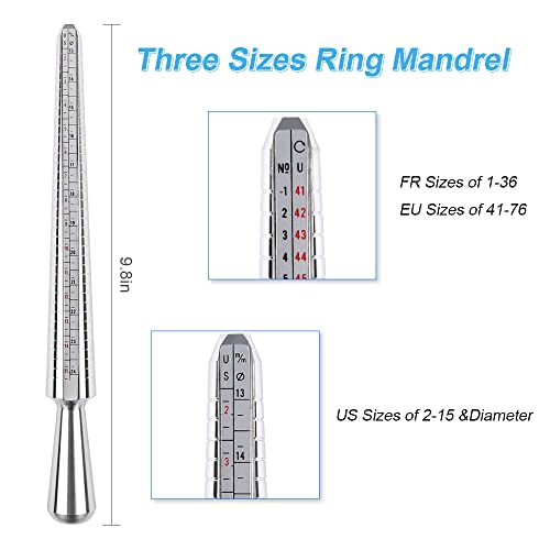 Ring Mandrel, IKOCO Ring Sizer Measuring Tool Steel Ring Size Adjusters for Loose Rings Measure Repair