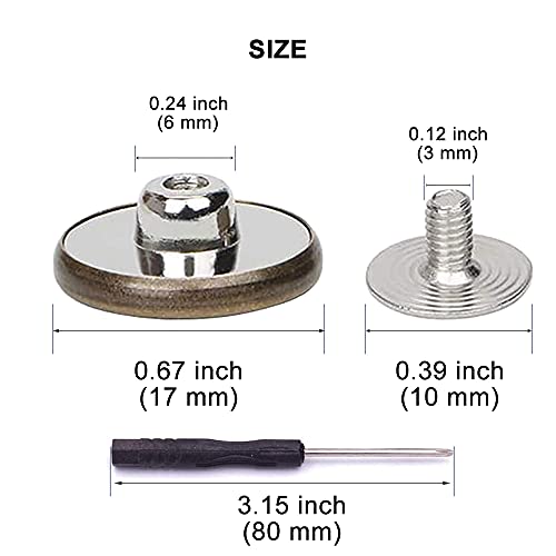 CTHOUSE 17mm Replacement Buttons for Jeans, 15 Sets No Sewing Removable Metal Jeans Buttons Repair Kits with Screwdrivers