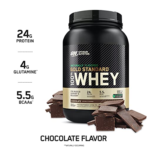 Optimum Nutrition Gold Standard 100% Whey Protein Powder, Naturally Flavored Chocolate, 1.9 Pound (Packaging May Vary)