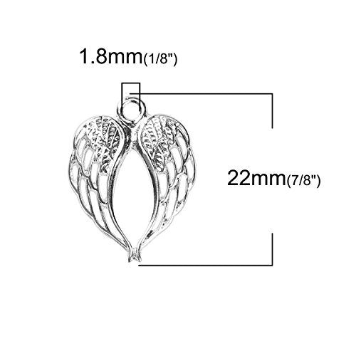 JGFinds Angel Wings Charms - 30 Pack Silver Tone for DIY Jewelry Making Supplies, Small 7/8 Inch Metal Wings for Bracelet, Necklace, Earrings or Arts and Crafts