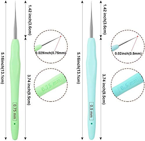 4 Pieces Dreadlock Crochet Hooks Tool 0.5mm 0.75mm Dreadlock Crochet Needle Tools for Braid Hair Weaving Locs Craft