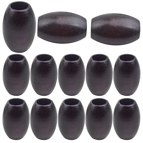 50pcs Oval Barrel Wood Beads 30x20mm Natural Wooden Tube Loose Spacer Beads with 10mm Large Hole for DIY Jewelry Making Crafts Projects(Black)