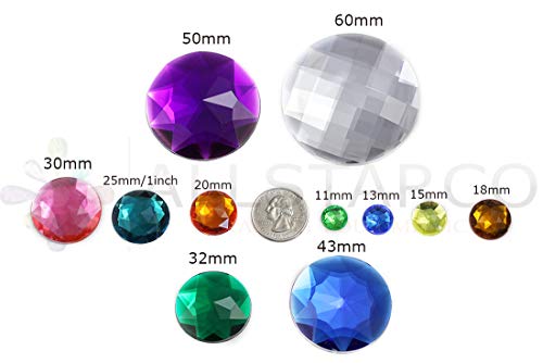 Allstarco 18mm Flat Back Round Acrylic Rhinestones Jewels Plastic Gems Embelishments for Cosplay/Costumes Jewelry Making - 30 Pieces (Crystal Clear AB A01)