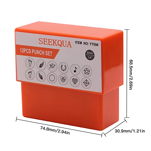 SEEKQUA 12PACK Design Stamps, 6mm 1/4"Metal Punch Stamp. Punching Tool Box, electroplated Hard Carbon Steel Tool, Used for Metal Jewelry, Leather and Wood Printing. (Graphics Theme)