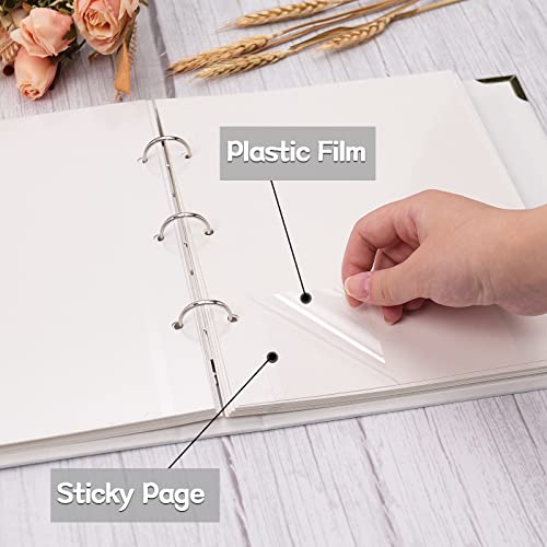 Vienrose Photo Album Self Adhesive 40 Pages Hardcover with DIY Scrapbooking Kit 3 Rings Paper Scrapbook for Lover Friends Kids Anniversary Wedding Gift