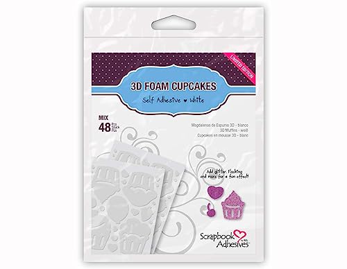 3L Corporation Self-Adhesive Scrapbook Foam Embellishment Shapes, Cupcakes
