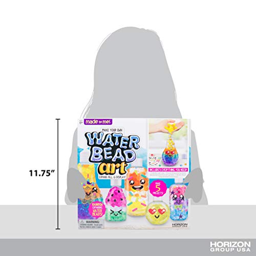 Made By Me Water Bead Art by Horizon Group USA, DIY Non Toxic Kids Sensory Play Activity Kit.Layer Expanding Water Beads in 5 Fun Shaped Containers.Mix 7 Rainbow Colors, Add Fun Stickers & More