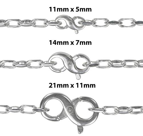 uGems Double Opening Sterling Silver Infinity Figure Eight Lobster Clasp 21mm x 11mm x-Large