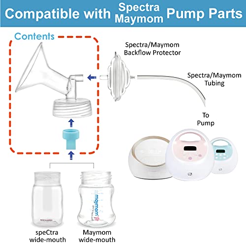 Maymom Pump Part Compatible with Spectra/Ameda Luna Pumps, Syngery Gold; Inc Wide Mouth Flange 19 mm Blue Valve; Not Original Spectra Flange; Replace Spectra S1 S2 Plus Shield, Pump Parts, Accessories
