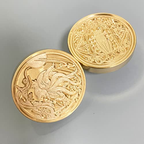 YOKIOU 2PCS Wax Seal Stamp Head Replacement Retro Antique Sealing Wax Scrapbooking Stamps Head Nine Tailed Fox and Cat for Wedding Party Invitations Gift Idea Decoration(Fox)