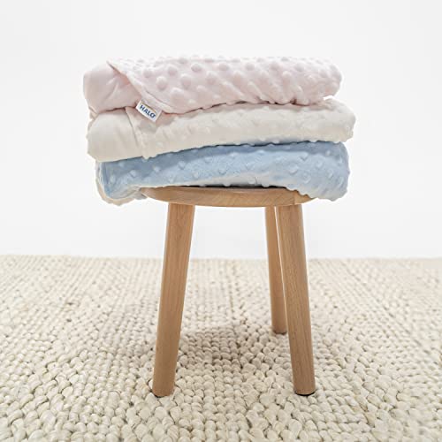 HALO Sleepsack Plush Dot Velboa Swaddle, 3-Way Adjustable Wearable Blanket, Blue, Newborn, 0-3 Months