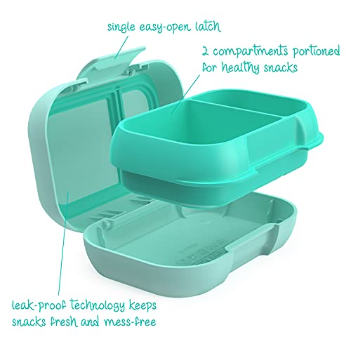Bentgo Kids Snack - 2 Compartment Leak-Proof Bento-Style Food Storage for Snacks and Small Meals, Easy-Open Latch, Dishwasher Safe, and BPA-Free - Ideal for Ages 3+ (Aqua)