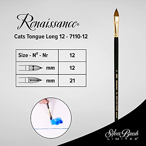 Silver Brush Limited 7110 Renaissance Cats Tongue Brush for Watercolor and Oil, Size 12, Long Handle