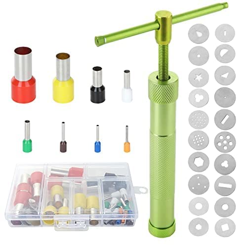 LAMXTX Clay Extruder Polymer Clay Cutter Kit - Clay Alloy Rotary Extruder with 20 Mold Discs and 40 Clay Round Cutter Set for DIY Clay Pottery Handmade