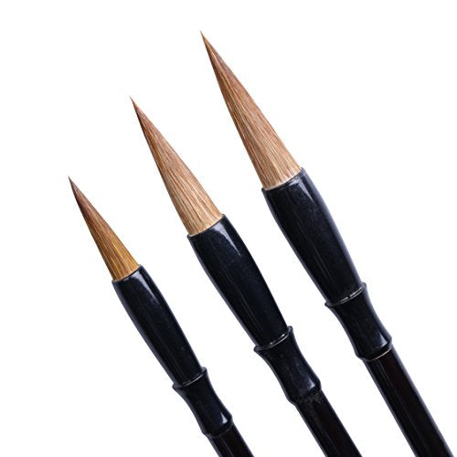 I-MART Chinese Calligraphy Brush, Writing Brush, japanese Sumi-e Drawing/Painting Brush, Maobi (Pack of 3 - Large, Medium, Small Size)