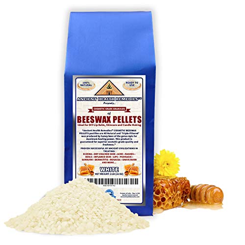 All Natural, Cosmetic Grade White Beeswax PELLETS PASTILLES 1 LB (16 oz). Bulk, Grade A, Triple Filtered Ideal for DIY Skincare, Candle Making & Lip Balm Projects (India). (1 lb)