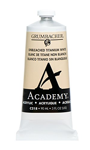 Grumbacher Academy Acrylic Paint, Gloss, 90ml/3 oz Metal Tube, Unbleached Titanium White