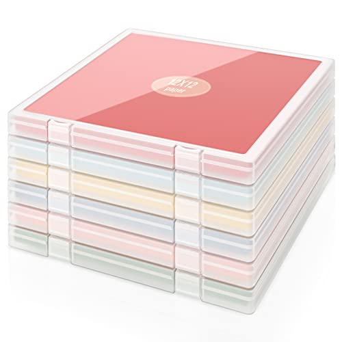 iBune 6 Pack 12x12 Paper Storage Box, Scrapbook Storage Box for 12