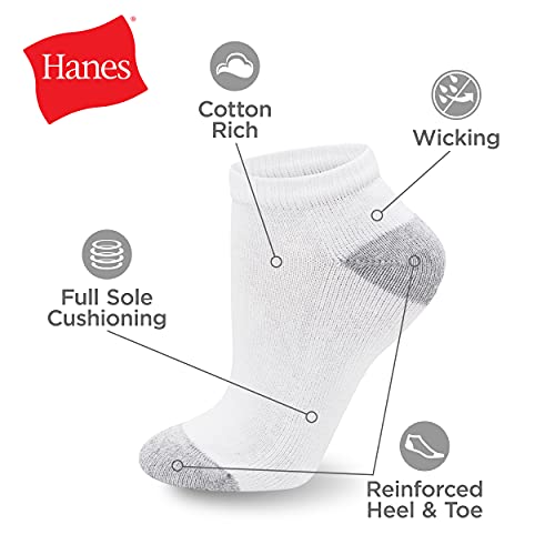 Hanes womens 10-pair Value Pack Low Cut athletic socks, White, 5 9 US