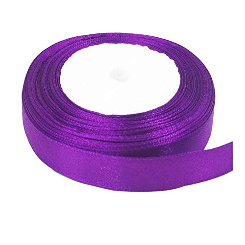 Solid Color Purple Satin Ribbon 5/8 inch X 25 Yard, Ribbons Perfect for Crafts, Hair Bows, Gift Wrapping, Wedding Party Decoration and More