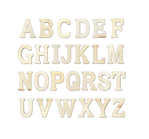 4 Inch 94 Pieces Wooden Letters Unfinished Wood Alphabet Letters for Crafts with Extras,Wall Decor