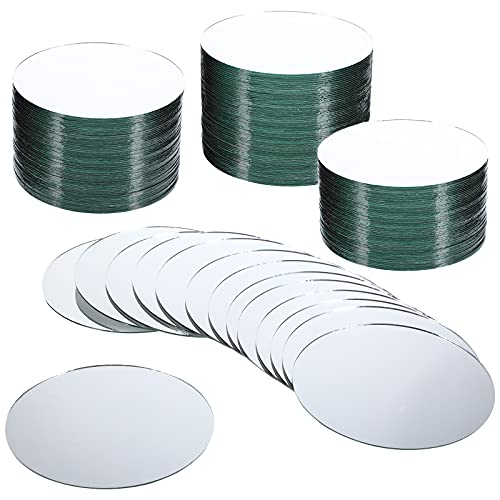 Xuniea 60 Pieces Round Glass Mirror Tiles Round Craft Mirrors Circle DIY Glass Tiles for Arts and Crafts DIY Decorations Supplies (4 x 4 Inch)