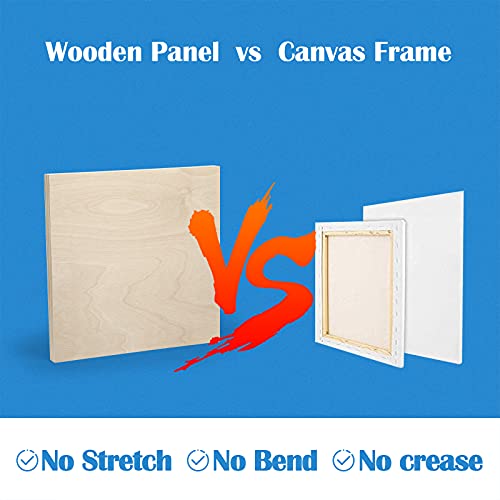 Unfinished Birch Wood Canvas Panels Kit, Falling in Art 4 Pack of 10x10’’ Studio 3/4’’ Deep Cradle Boards for Pouring Art, Crafts, Painting, Burning and More