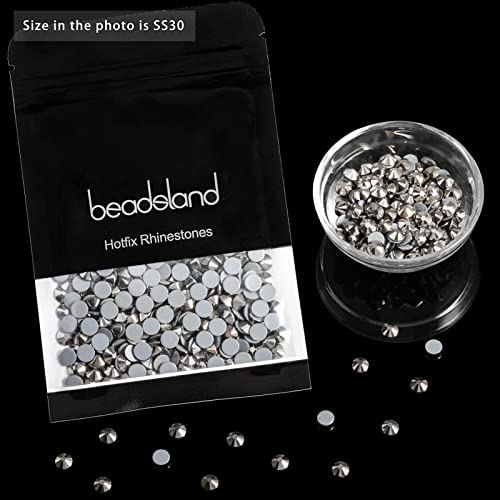 Beadsland Hotfix Rhinestones, 288pcs Flatback Crystal Rhinestones for Crafts Clothes DIY Decoration,Hematite, SS30, 6.3-6.5mm