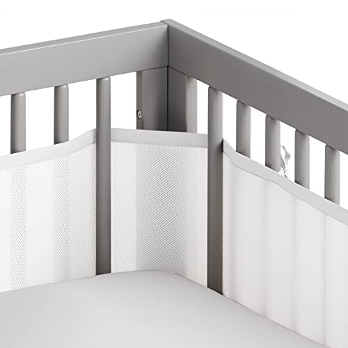 AirflowBaby Mesh Crib Liner White 11” — Fits Full-Size Four-Sided Slatted and Solid Back Cribs
