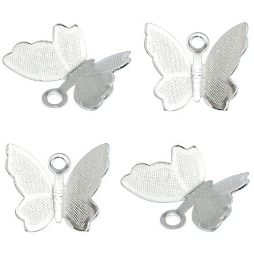 Lind Kitchen 100pcs Mini Butterfly Charms Metal Small Butterfly Charm Pendants Supplies 13x11mm for DIY Craft Jewelry Making Findings Accessories(Silver)