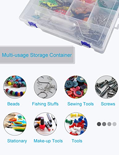 Beoccudo Tackle Box Beads Organizer Tackle Boxes with Dividers Plastic Storage Large 10 Grids Box Jewelry Compartment Container